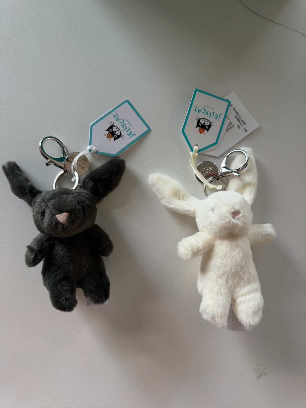 Jellycat Bunny Keychain - White and Gray